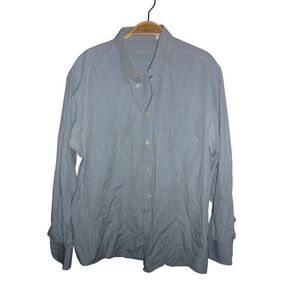 LAZO Mens Blue Solid Button Down Dress Shirt Made in Italy Size 41 16